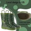 mysoft Kids Rain Boots for Girls Boys Toddler Waterproof Rubber Cute Printed with Easy-On Handles(Green Dinosaur)