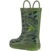mysoft Kids Rain Boots for Girls Boys Toddler Waterproof Rubber Cute Printed with Easy-On Handles(Green Dinosaur)