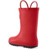 mysoft Kids Rain Boots for Girls Boys Toddler Waterproof Rubber Cute Printed with Easy-On Handles(Pure Red)