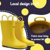 mysoft Kids Rain Boots for Girls Boys Toddler Waterproof Rubber Cute Printed with Easy-On Handles(Pure Yellow)