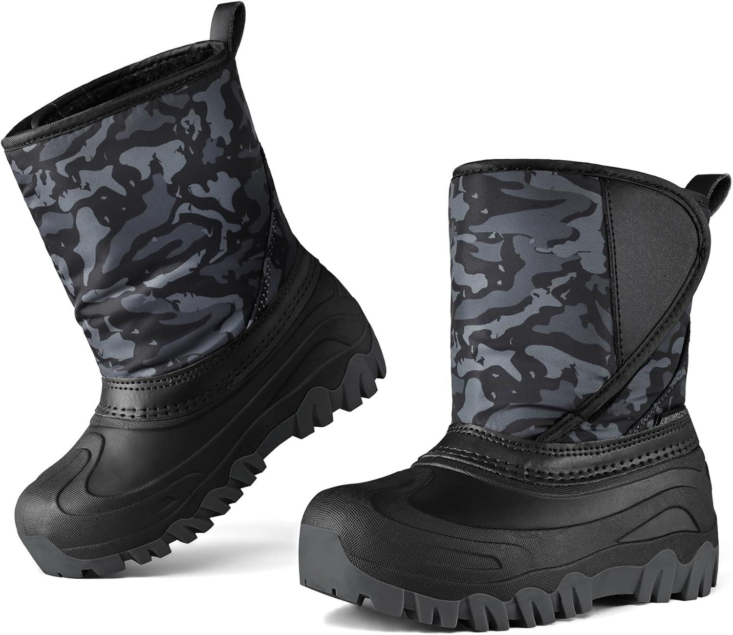 imageK KomForme Kids Snow Boots Fur Lined Warm Waterresistant AntiSlip Winter Boots for ToddlerLittle KidBig KidCamouflage