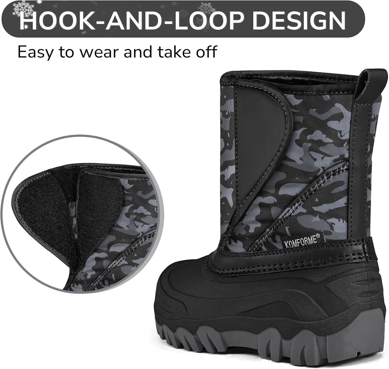 imageK KomForme Kids Snow Boots Fur Lined Warm Waterresistant AntiSlip Winter Boots for ToddlerLittle KidBig KidCamouflage