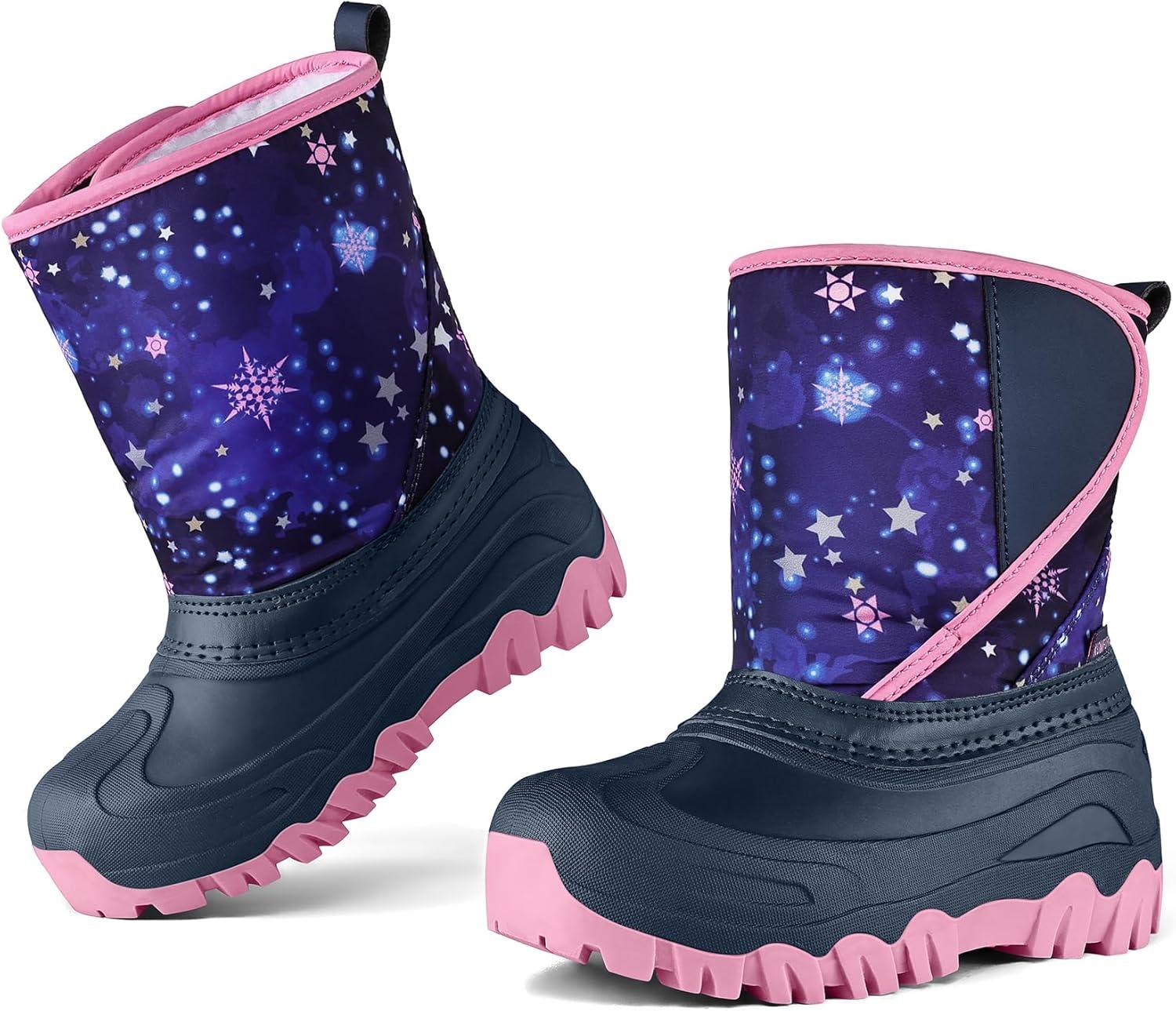 imageK KomForme Kids Snow Boots Fur Lined Warm Waterresistant AntiSlip Winter Boots for ToddlerLittle KidBig KidStar