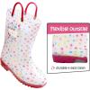 SHOFORT Kids Boys Girls Rain Boots with Easy-on Handles Rainboots (Toddler/Little Kid/Big Kid)(Pink Dot)