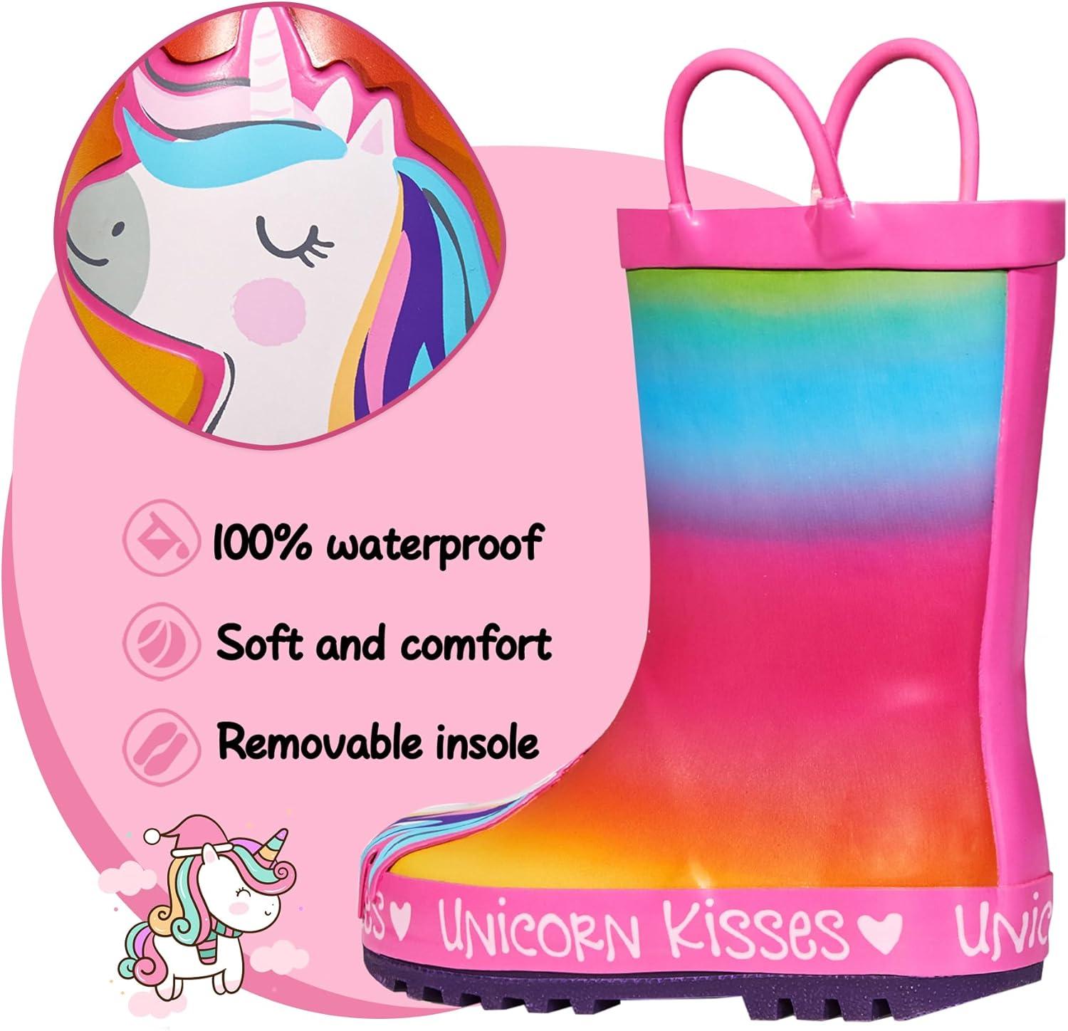 imageK KomForme Kids Rain Boots Waterproof Printed Rubber boots with Handles