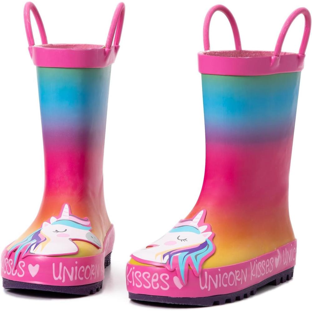 imageK KomForme Kids Rain Boots Waterproof Printed Rubber boots with Handles