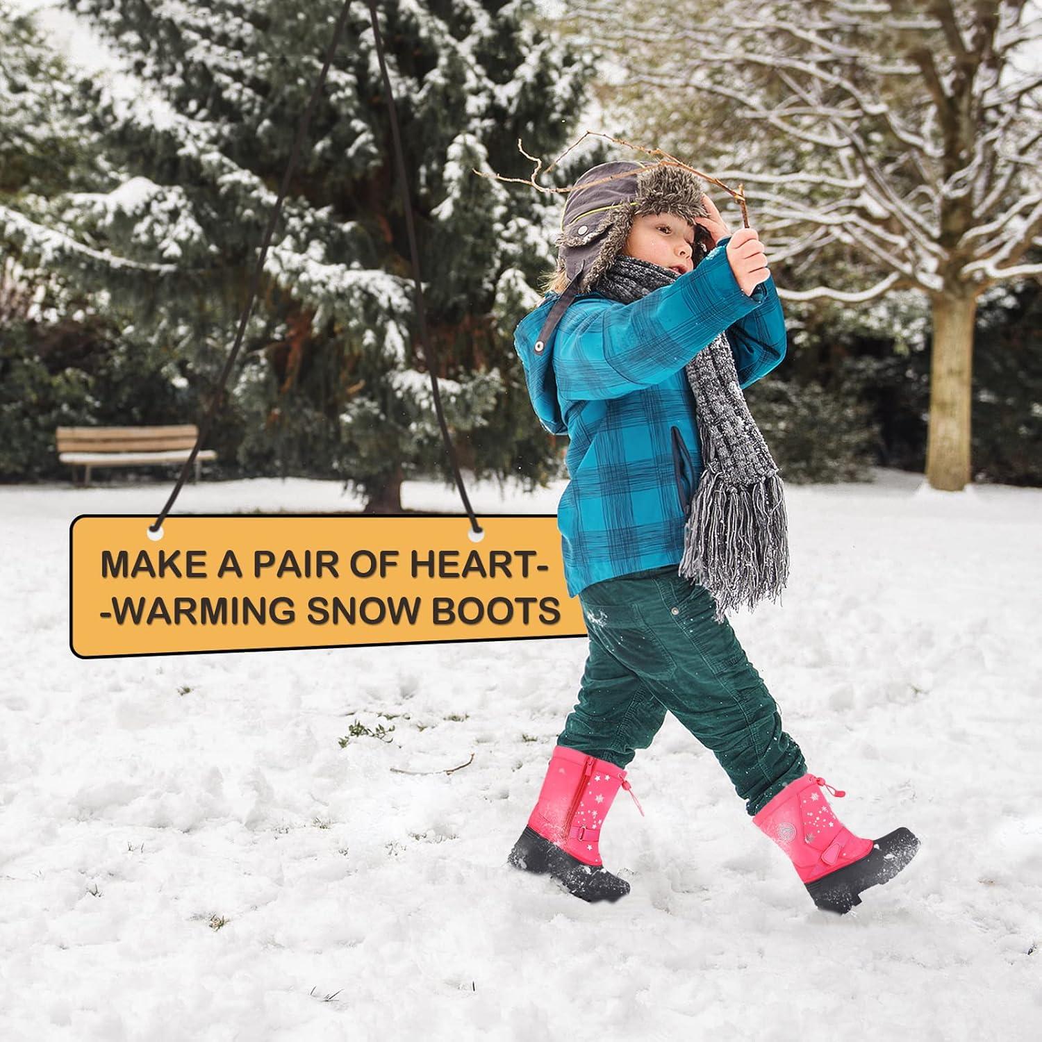 imageK KomForme Snow Boots for Boys amp Girls Warm Waterproof Slip Resistant Winter Shoes ToddlerLittle KidBig KidPinksnow