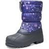 K KomForme Snow Boots for Boys & Girls Warm Waterproof Slip Resistant Winter Shoes (Toddler/Little Kid/Big Kid)(Purple-star)