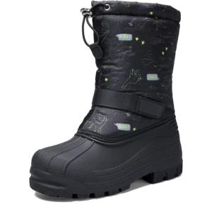 K KomForme Snow Boots for Boys & Girls Warm Waterproof Slip Resistant Winter Shoes (Toddler/Little Kid/Big Kid)(Black-dino)