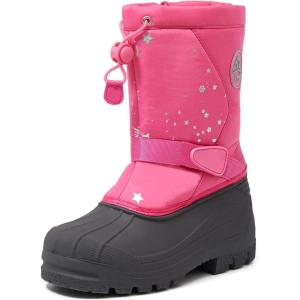 K KomForme Snow Boots for Boys & Girls Warm Waterproof Slip Resistant Winter Shoes (Toddler/Little Kid/Big Kid)(Pink-snow)