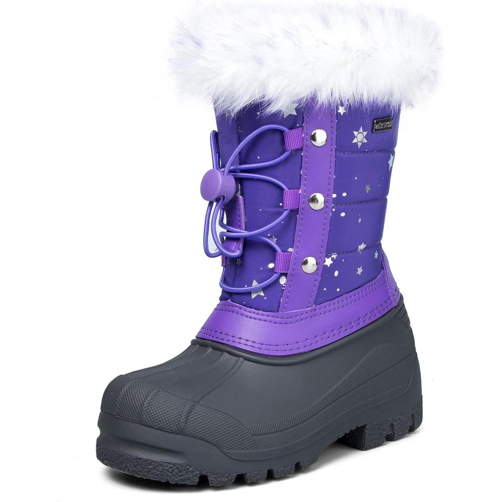 imageK KomForme Boys amp Girls Snow Boots Insulated Fur Lined Warm AntiSlip Waterproof Winter Boot ToddlerLittle KidBig KidPurple