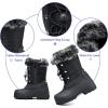 K KomForme Boys & Girls Snow Boots Insulated Fur Lined Warm Anti-Slip Waterproof Winter Boot (Toddler/Little Kid/Big Kid)(Black)