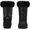 K KomForme Boys & Girls Snow Boots Insulated Fur Lined Warm Anti-Slip Waterproof Winter Boot (Toddler/Little Kid/Big Kid)(Black Glitter)