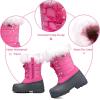 K KomForme Boys & Girls Snow Boots Insulated Fur Lined Warm Anti-Slip Waterproof Winter Boot (Toddler/Little Kid/Big Kid)(Pink)