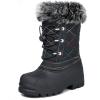 K KomForme Boys & Girls Snow Boots Insulated Fur Lined Warm Anti-Slip Waterproof Winter Boot (Toddler/Little Kid/Big Kid)(Black/Multicolor)