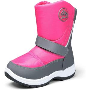 K KomForme Boys Girls Snow Boots Waterproof Winter Outdoor Boots(Toddler/Little Kid/Big Kid)(Pink)