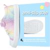 K KomForme Toddler Boys Girls Shoes Kids Canvas Sneakers with Hook and Loops(Rainbow Glitter)