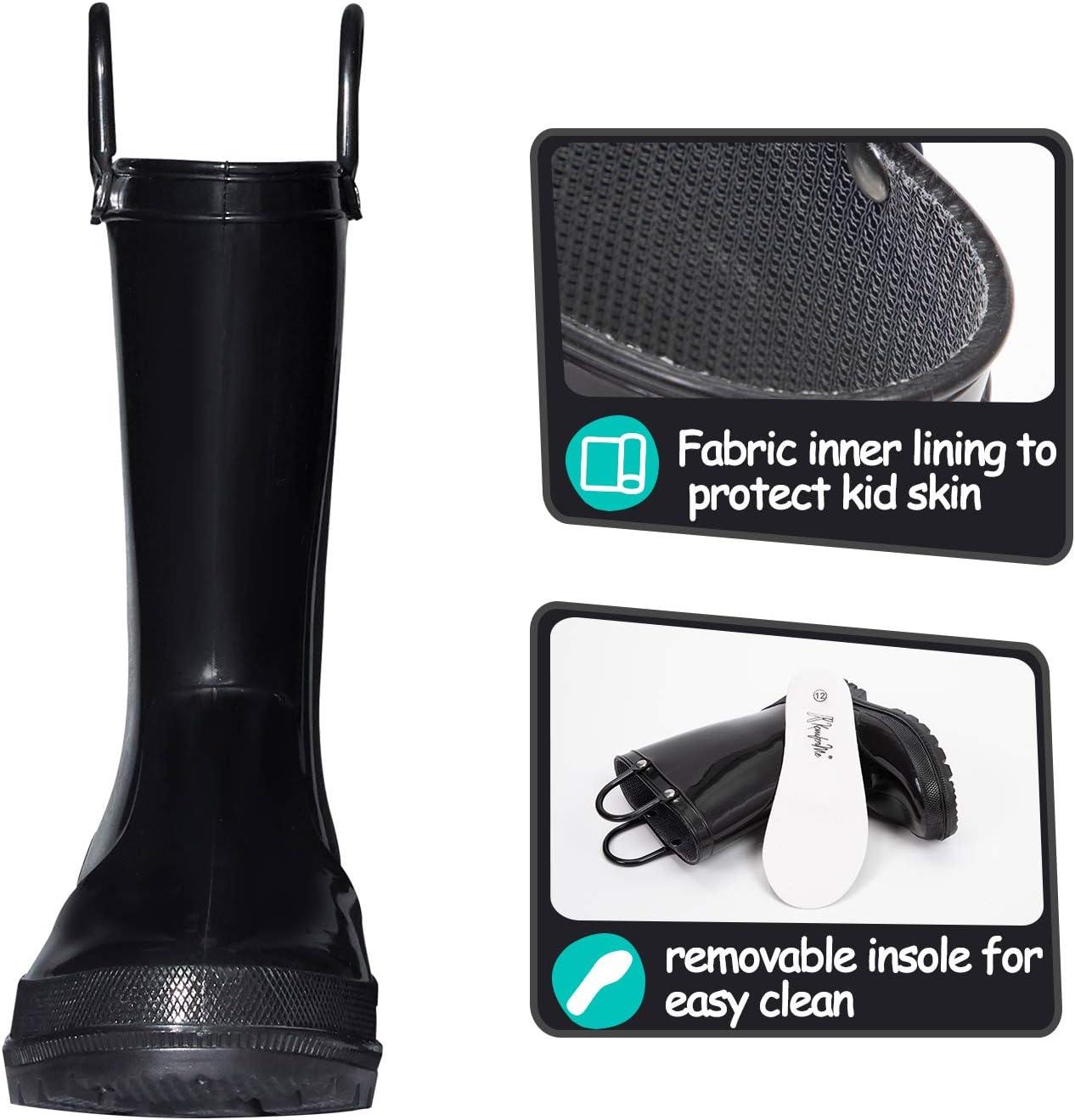 imageK KomForme Kids Girls amp Boys Rain Boots with Easyon Handles Waterproof OutdoorsBlack