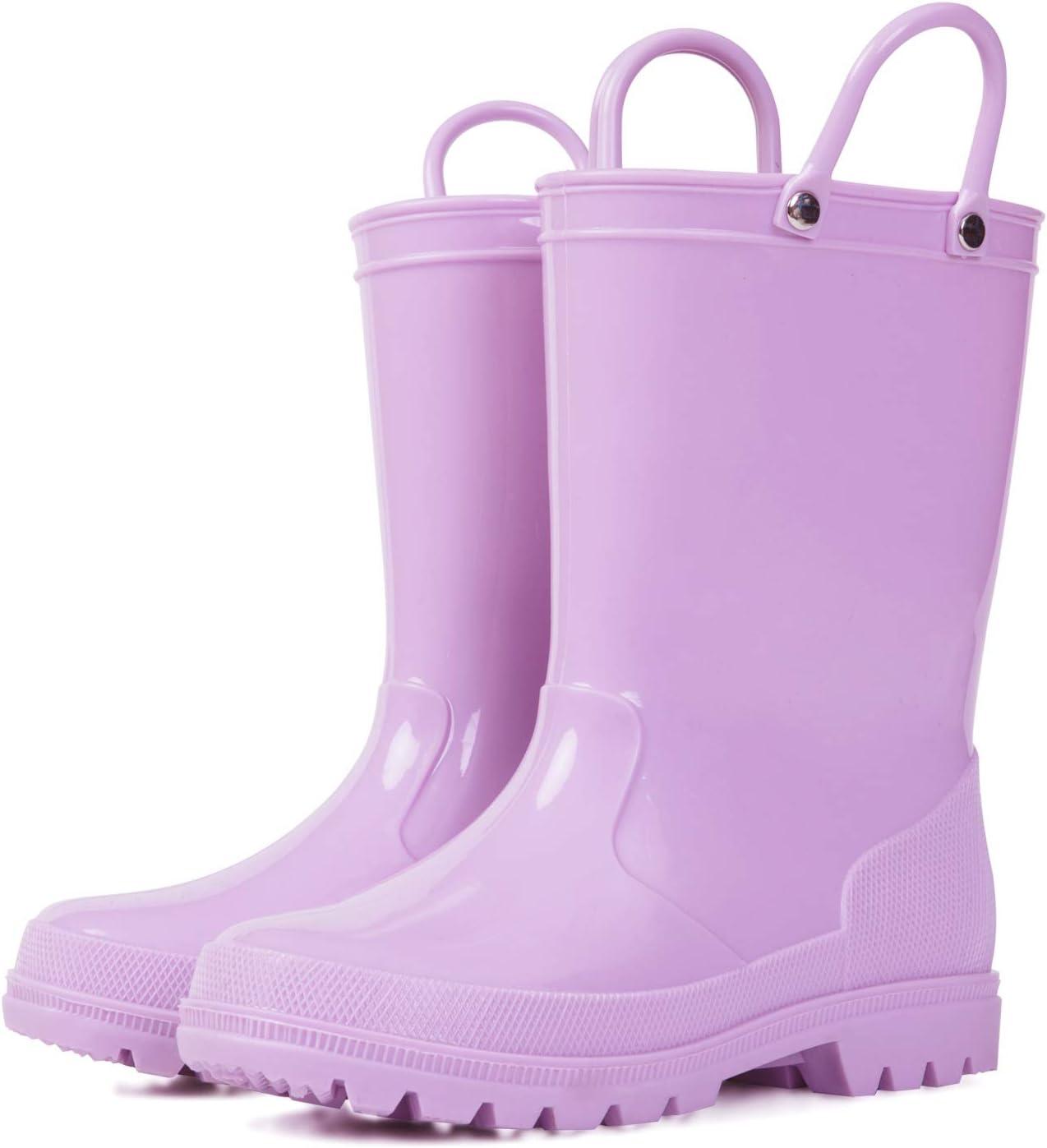 imageK KomForme Kids Girls amp Boys Rain Boots with Easyon Handles Waterproof OutdoorsLilac