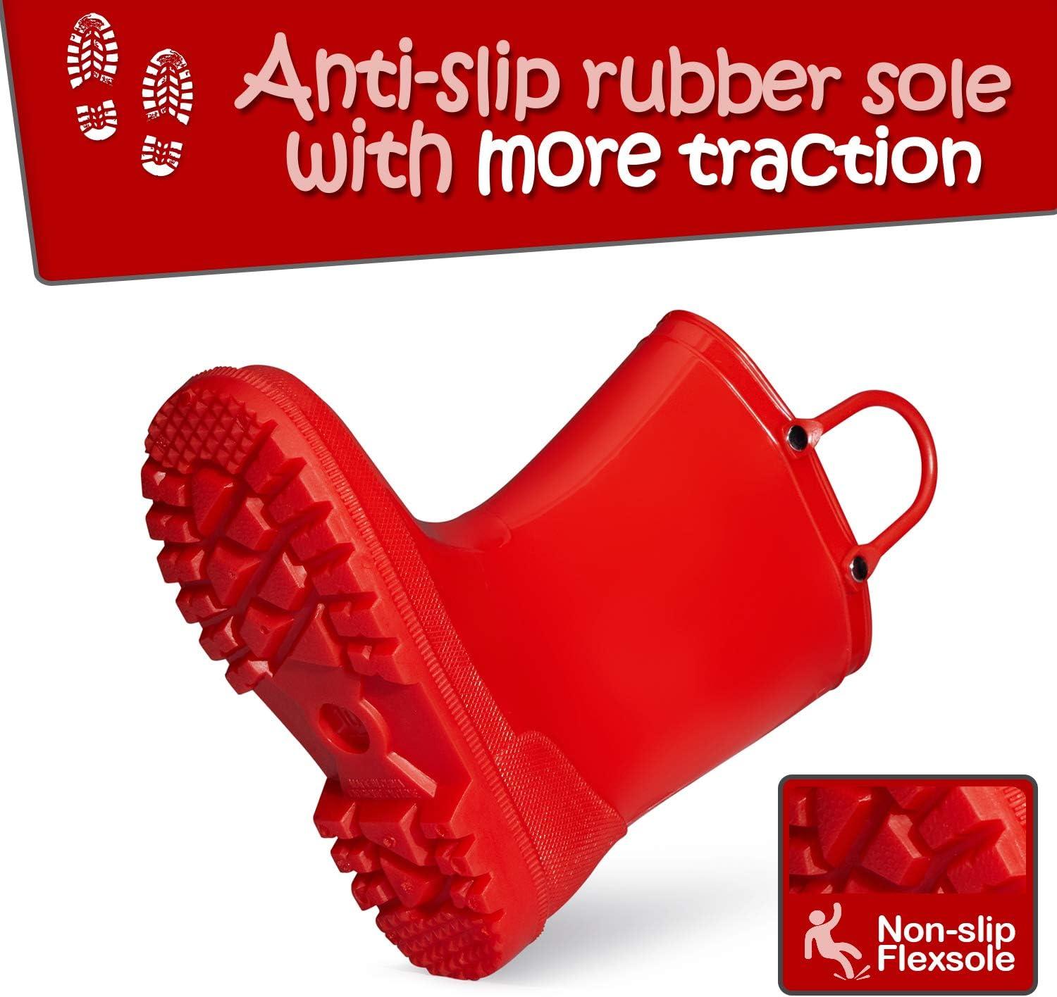 imageK KomForme Kids Girls amp Boys Rain Boots with Easyon Handles Waterproof OutdoorsRed