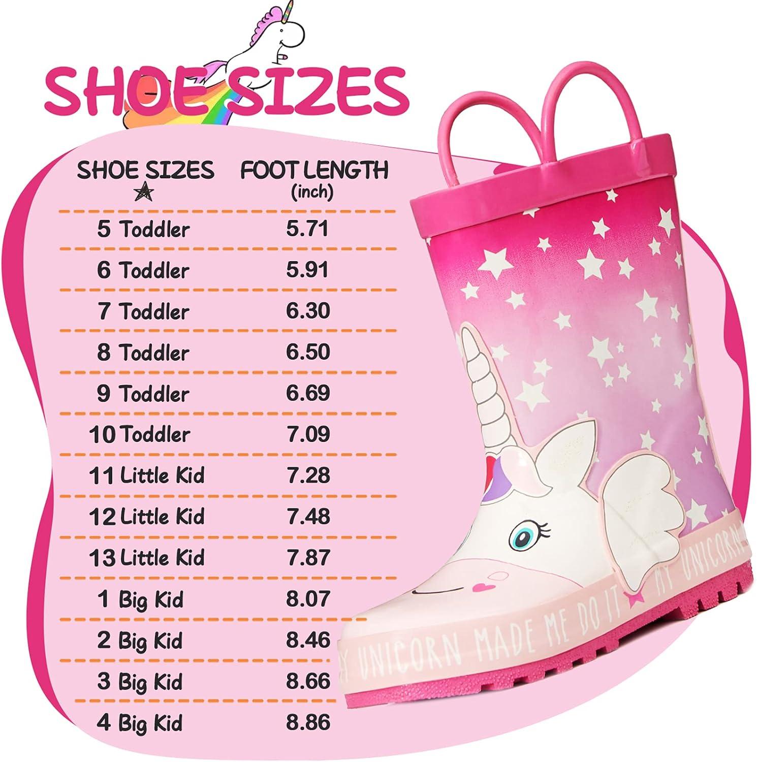 imageK KomForme Kids Rain Boots Waterproof Printed Rubber boots with HandlesUnicorn Star