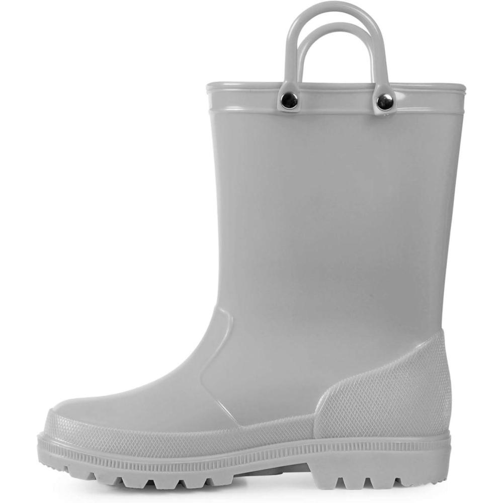 imageK KomForme Kids Girls amp Boys Rain Boots with Easyon Handles Waterproof OutdoorsGrey