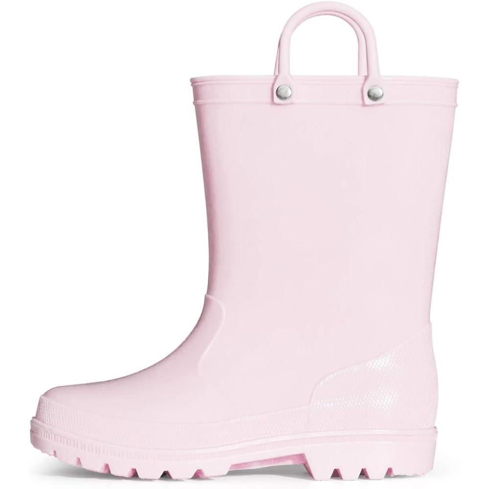 imageK KomForme Kids Girls amp Boys Rain Boots with Easyon Handles Waterproof OutdoorsLight Pink