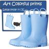 K KomForme Kids Girls & Boys Rain Boots with Easy-on Handles Waterproof Outdoors(Blue)