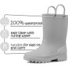 K KomForme Kids Girls & Boys Rain Boots with Easy-on Handles Waterproof Outdoors(Grey)
