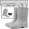 K KomForme Kids Girls & Boys Rain Boots with Easy-on Handles Waterproof Outdoors(Grey)