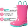 K KomForme Kids Girls & Boys Rain Boots with Easy-on Handles Waterproof Outdoors(Hot Pink)
