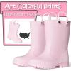 K KomForme Kids Girls & Boys Rain Boots with Easy-on Handles Waterproof Outdoors(Light Pink)