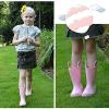 K KomForme Kids Girls & Boys Rain Boots with Easy-on Handles Waterproof Outdoors(Light Pink)