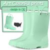 K KomForme Kids Girls & Boys Rain Boots with Easy-on Handles Waterproof Outdoors(Lightg Green)