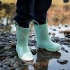 K KomForme Kids Girls & Boys Rain Boots with Easy-on Handles Waterproof Outdoors(Lightg Green)