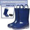 K KomForme Kids Girls & Boys Rain Boots with Easy-on Handles Waterproof Outdoors(Navy)