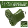 K KomForme Kids Girls & Boys Rain Boots with Easy-on Handles Waterproof Outdoors(Olive Green)