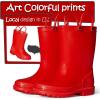 K KomForme Kids Girls & Boys Rain Boots with Easy-on Handles Waterproof Outdoors(Red)