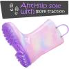 K KomForme Toddler Light Up Rain Boots for Girls Boys Waterproof Rain Boots with Handles Outdoors(Gradient Purple)