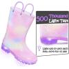 K KomForme Toddler Light Up Rain Boots for Girls Boys Waterproof Rain Boots with Handles Outdoors(Gradient Purple)