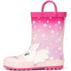 K KomForme Kids Rain Boots Waterproof Printed Rubber boots with Handles(Unicorn Star)