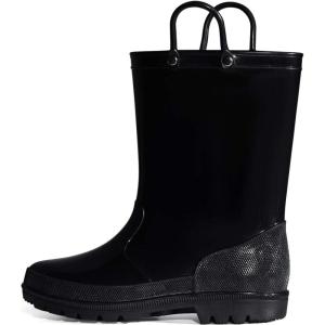 K KomForme Kids Girls & Boys Rain Boots with Easy-on Handles Waterproof Outdoors(Black)