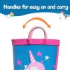 K KomForme Kids Rain Boots Waterproof Printed Rubber boots with Handles(Sleepy Unicorn)