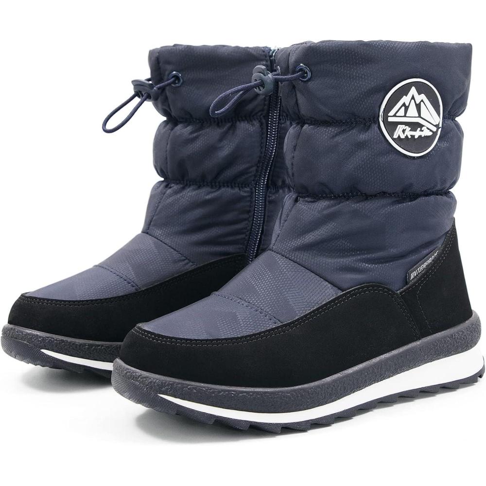 imageK KomForme Boys amp Girls Snow Boots Insulated Fur Lined Warm AntiSlip Waterproof Winter Boot ToddlerLittle KidBig KidBlue Rain Cloth