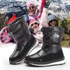 K KomForme Boys & Girls Snow Boots Insulated Fur Lined Warm Anti-Slip Waterproof Winter Boot (Toddler/Little Kid/Big Kid)(Black Pearl Cloth)