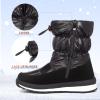 K KomForme Boys & Girls Snow Boots Insulated Fur Lined Warm Anti-Slip Waterproof Winter Boot (Toddler/Little Kid/Big Kid)(Black Pearl Cloth)