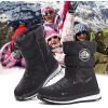 K KomForme Boys & Girls Snow Boots Insulated Fur Lined Warm Anti-Slip Waterproof Winter Boot (Toddler/Little Kid/Big Kid)(Black Rain Cloth)