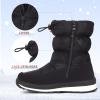 K KomForme Boys & Girls Snow Boots Insulated Fur Lined Warm Anti-Slip Waterproof Winter Boot (Toddler/Little Kid/Big Kid)(Black Rain Cloth)