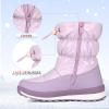 K KomForme Boys & Girls Snow Boots Insulated Fur Lined Warm Anti-Slip Waterproof Winter Boot (Toddler/Little Kid/Big Kid)(Pearl Purple)