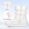 K KomForme Boys & Girls Snow Boots Insulated Fur Lined Warm Anti-Slip Waterproof Winter Boot (Toddler/Little Kid/Big Kid)(Pearl White)